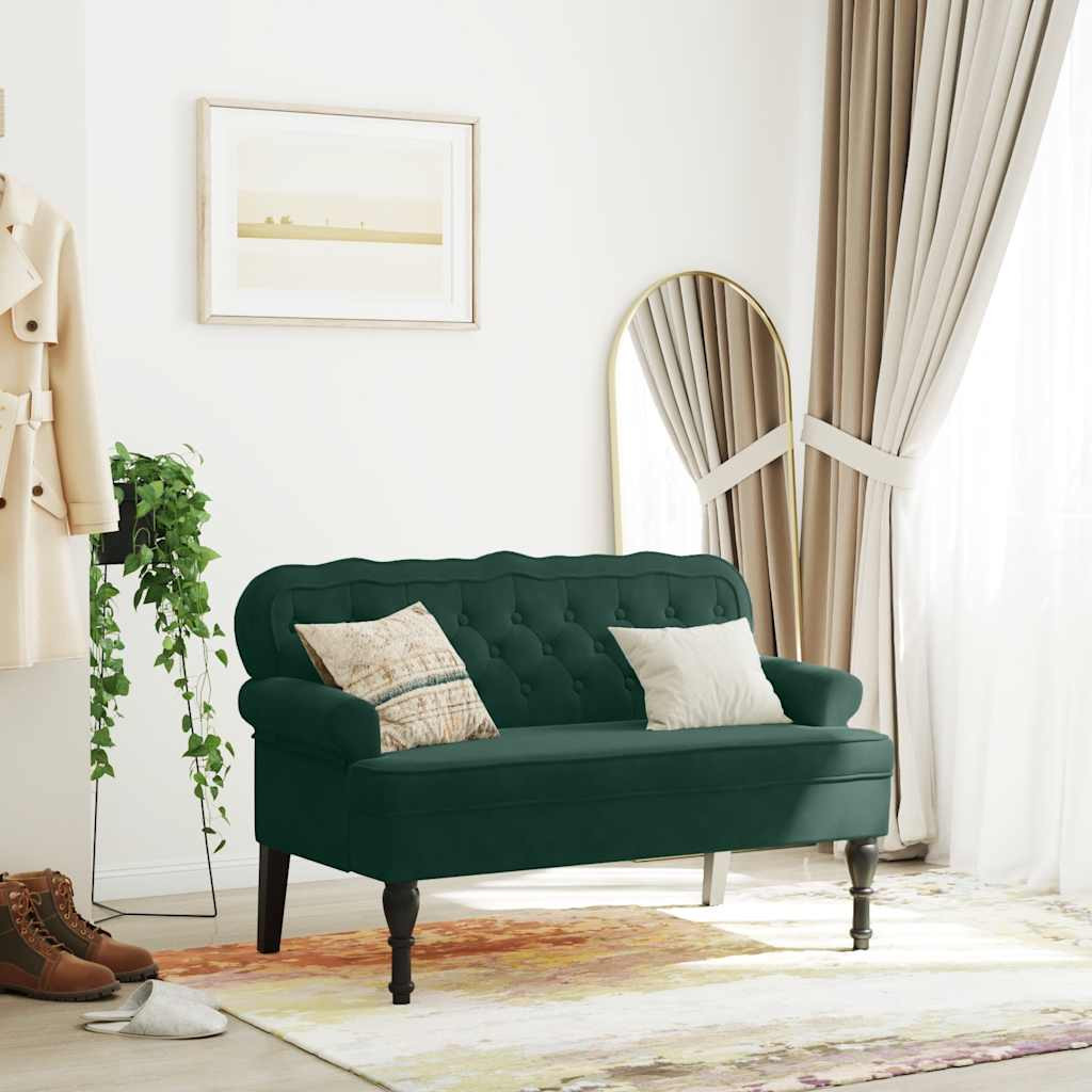 vidaXL Sitzbank mit Rückenlehne Dunkelgrün 119,5x64,5x75 cm Samt
