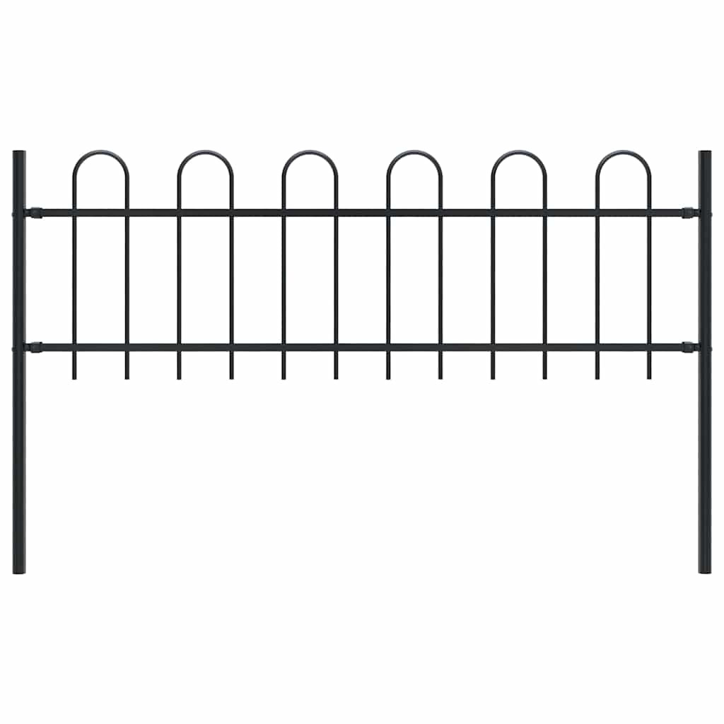 vidaXL Gartenzaun BOXTEL mit Bügelaufsatz Stahl 170 x 60 cm Schwarz