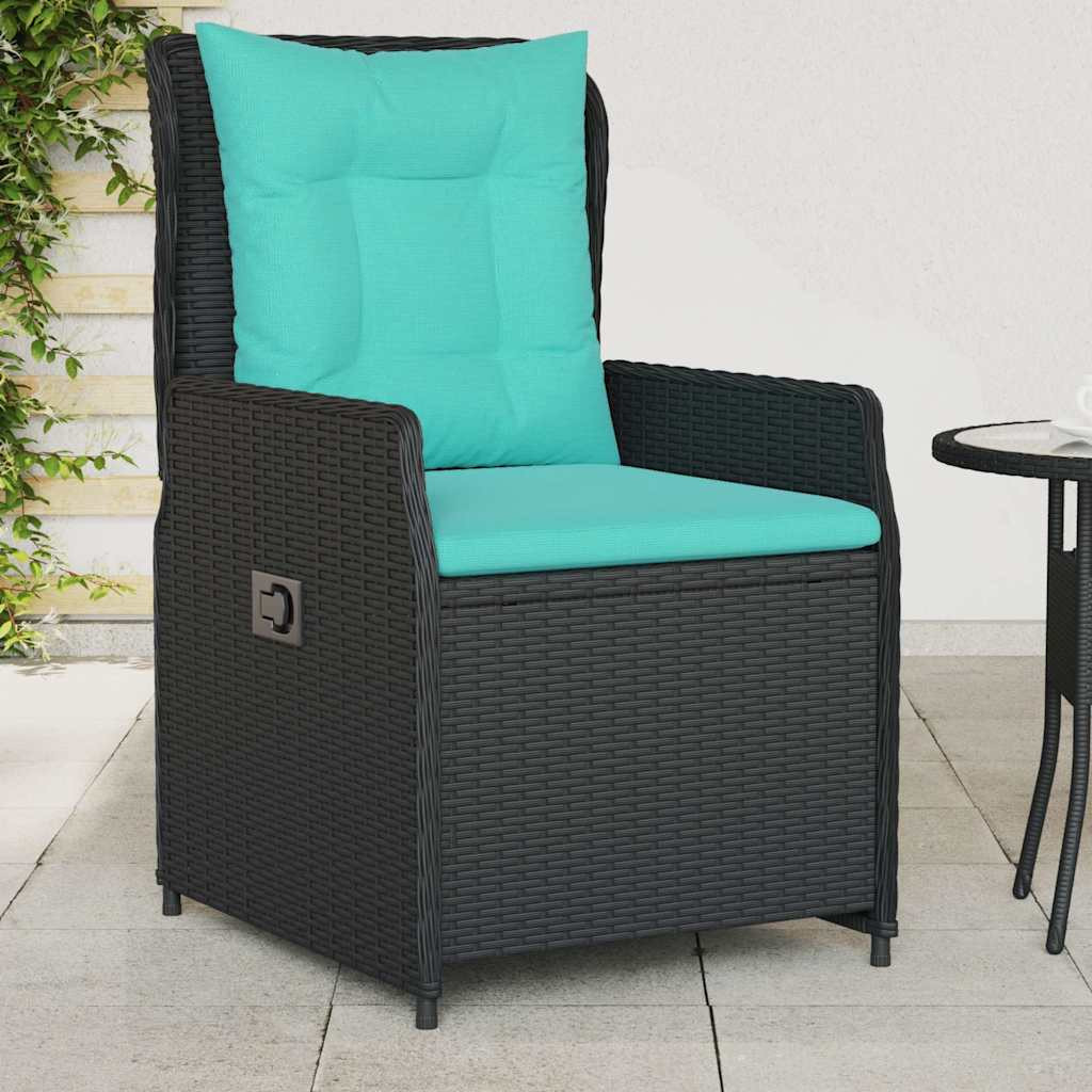 vidaXL Liegende Gartenstühle 2 Stk. Schwarz Poly Rattan