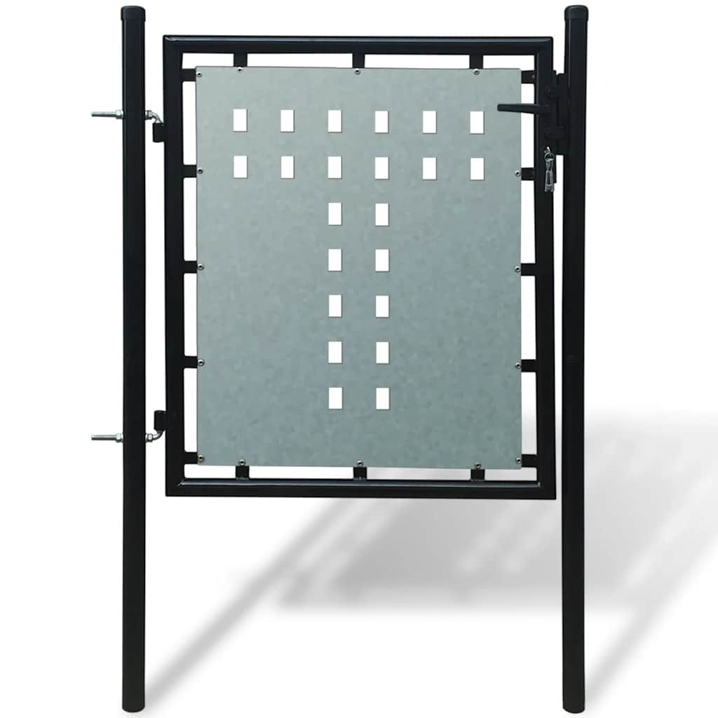 vidaXL Schwarzes Einzeltor für Zäune 100 x 100 cm