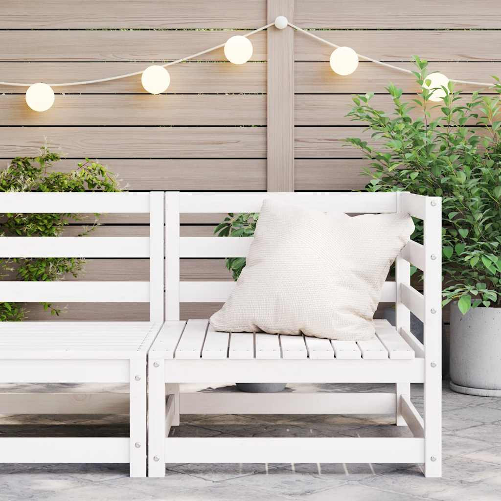 vidaXL Garten-Ecksofa Weiß Massivholz Kiefer
