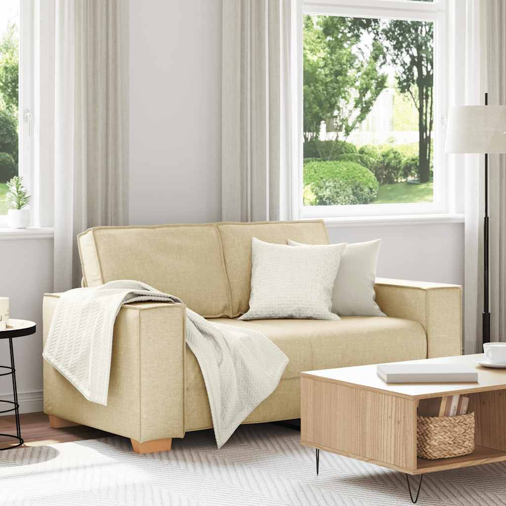 vidaXL 2-Sitzer Sofa Creme 120 cm Stoff