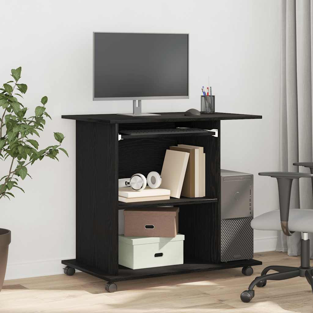 vidaXL Computertisch Eiche schwarz 80x50x75 cm Holzwerkstoff