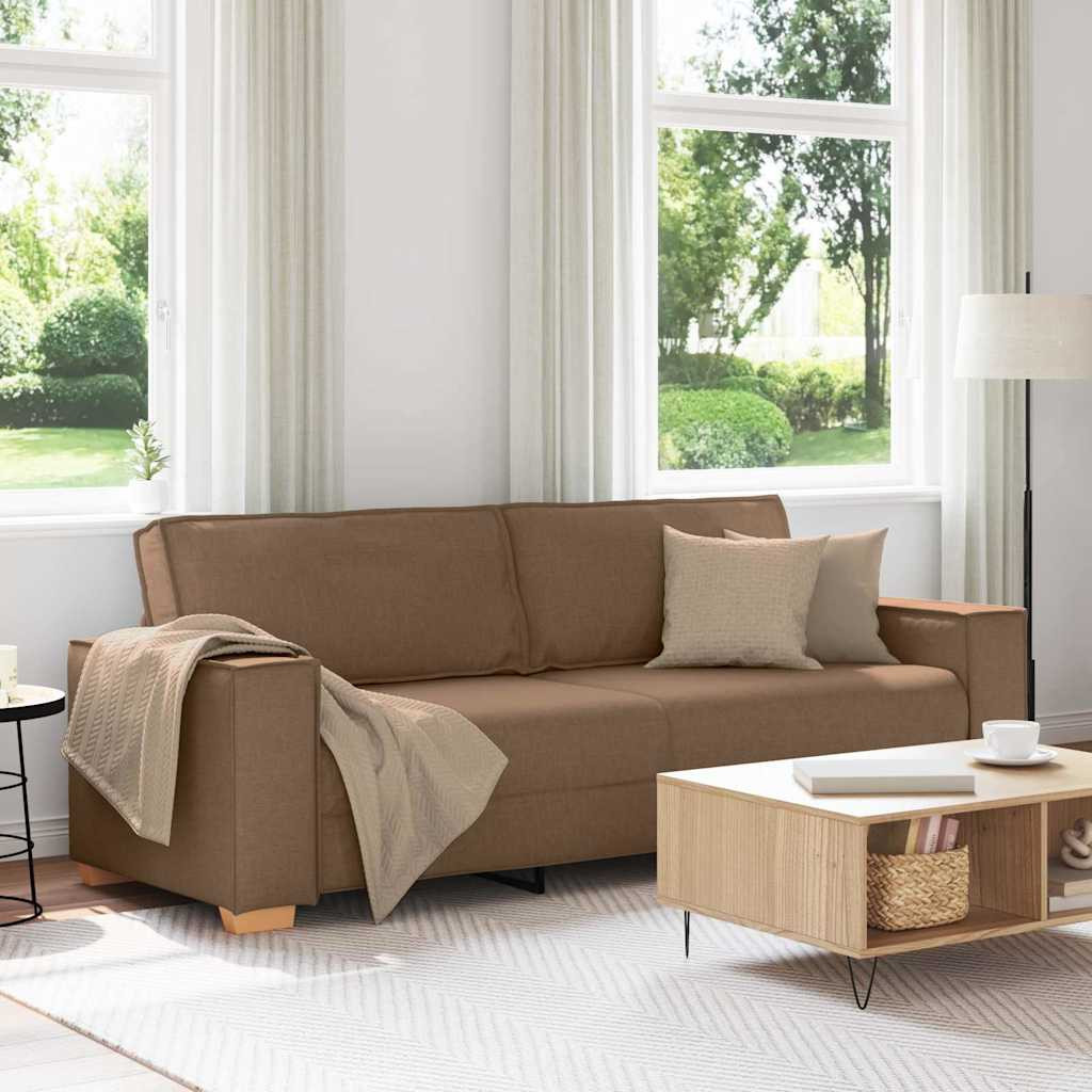 vidaXL 3-Sitzer-Sofa Braun 220 cm Stoff
