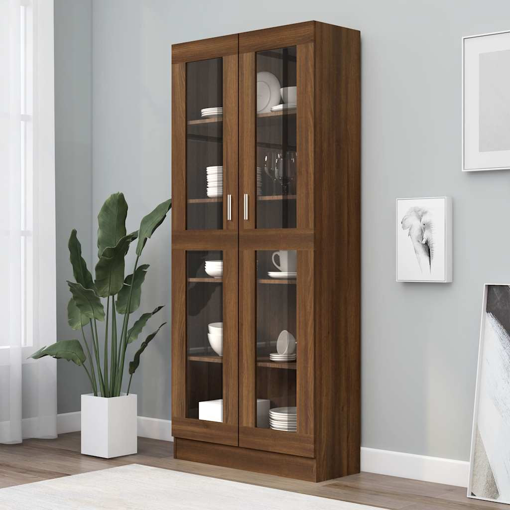 vidaXL Vitrinenschrank Braun Eichen-Optik 82,5x30,5x185 cm