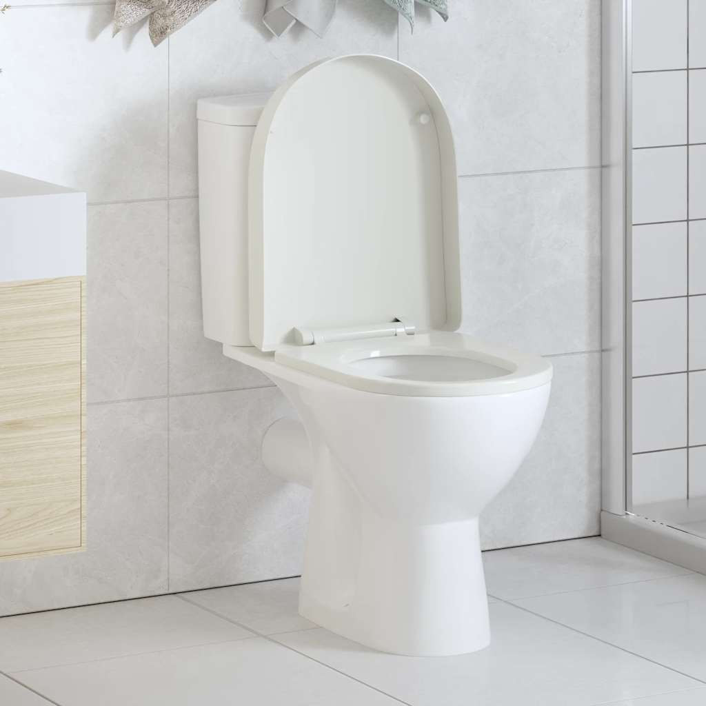 vidaXL Toilettensitz mit Absenkautomatik Weiß Quadratisch