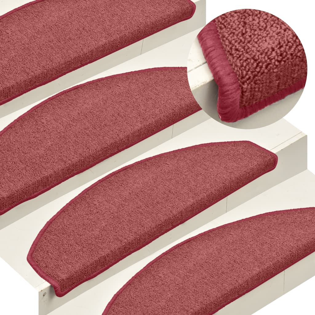 vidaXL Stufenmatten 15 Stk. 65x24x4 cm Bordeaux Halbrund Groß