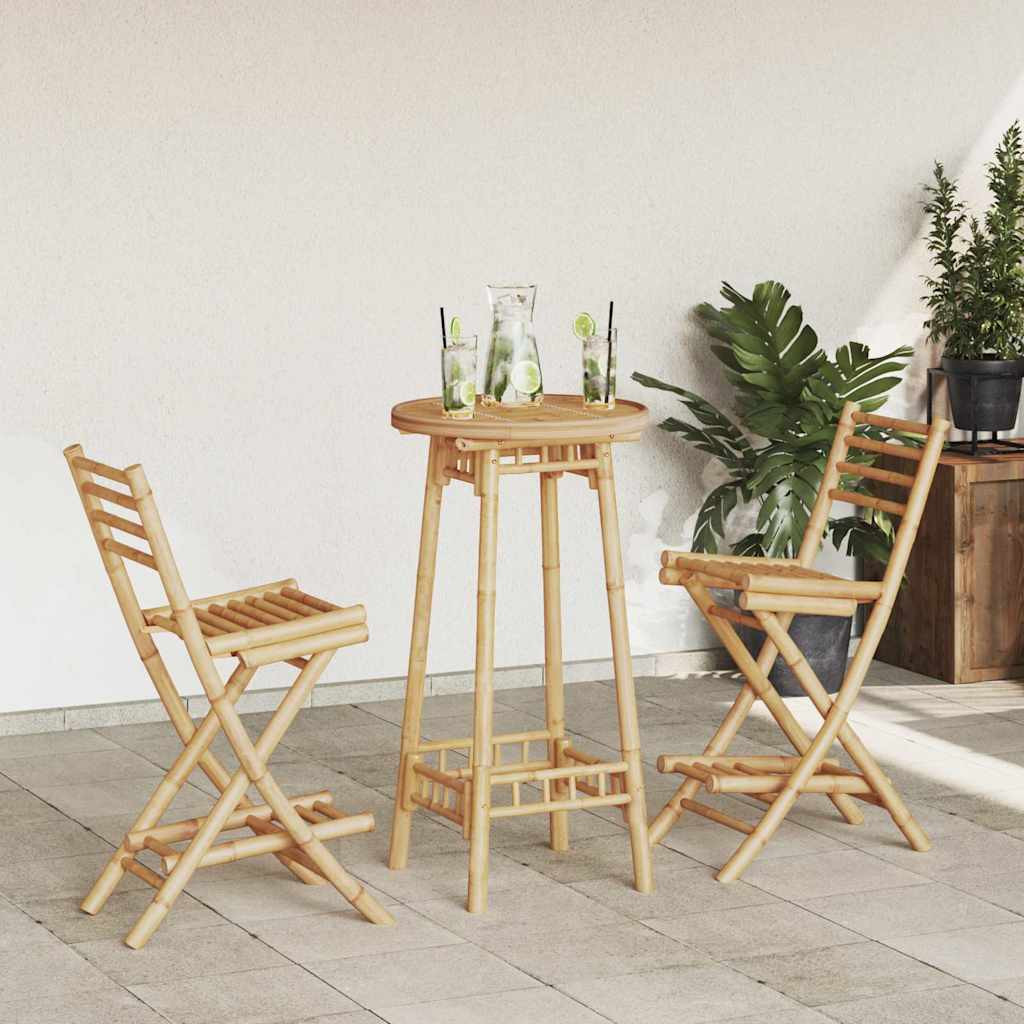 vidaXL 3-tlg. Outdoor-Bar-Set Klappbar Bambus