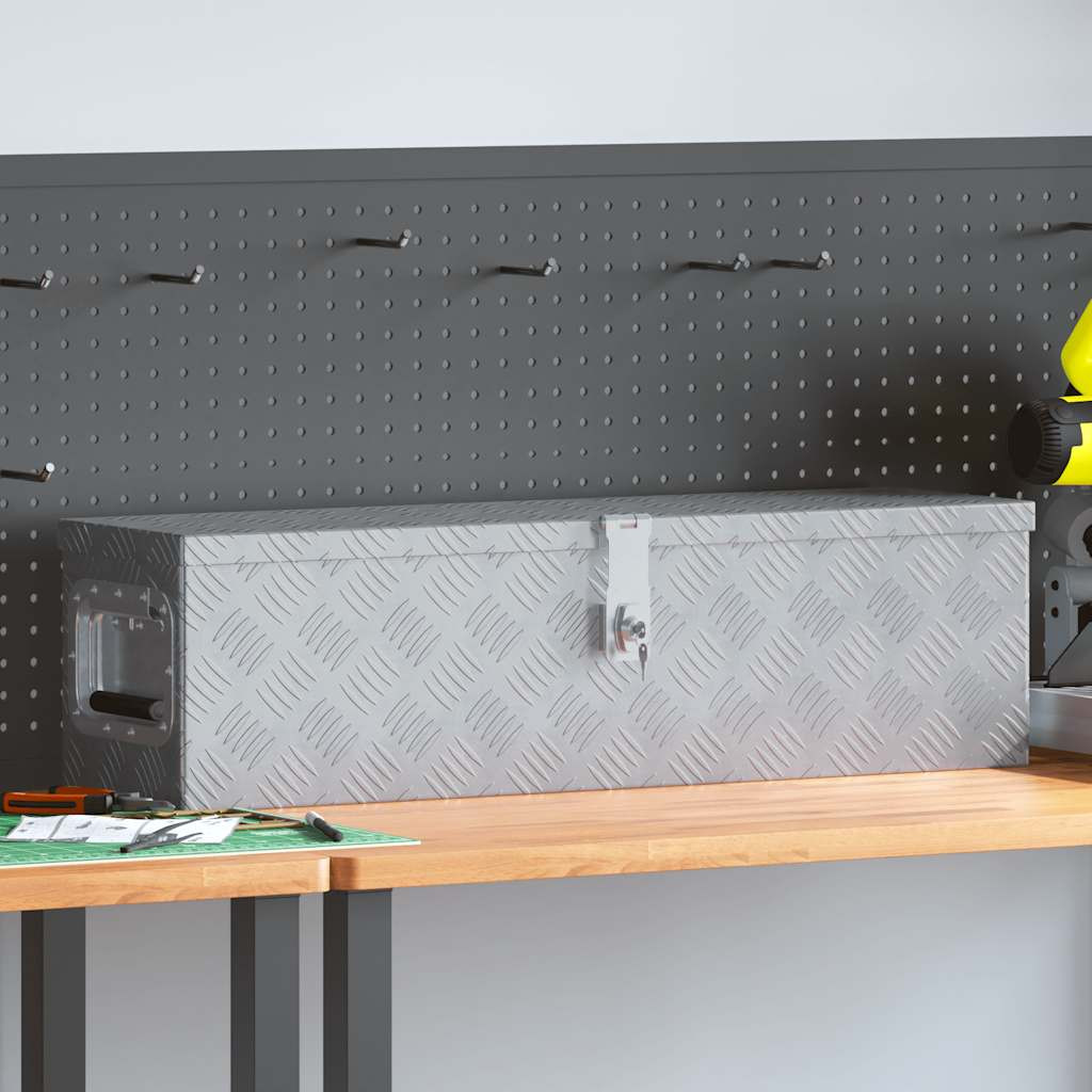 vidaXL Aluminiumkiste 80,5×22×22 cm Silbern