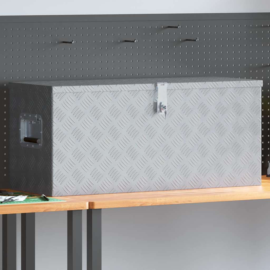 vidaXL Aluminiumkiste 90,5×35×40 cm Silbern