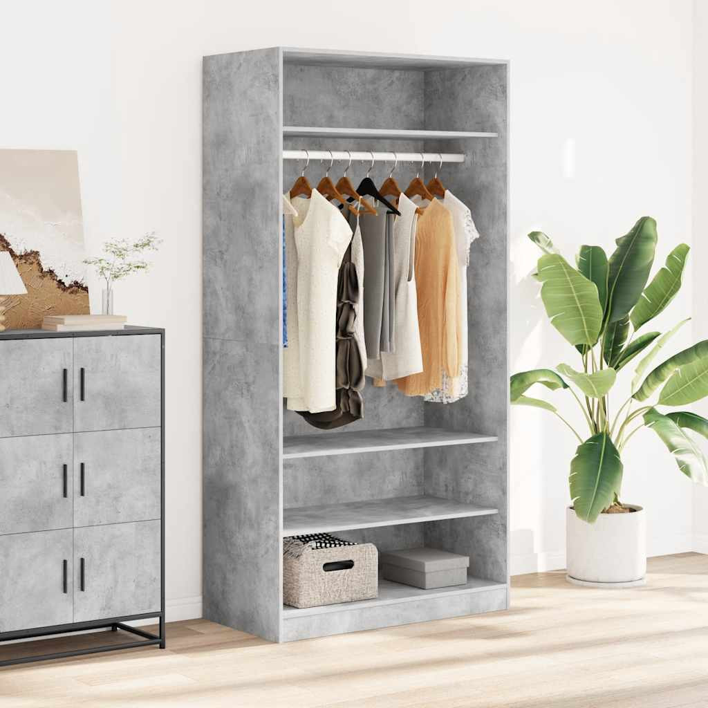 vidaXL Kleiderschrank Betongrau 100x50x200 cm Holzwerkstoff