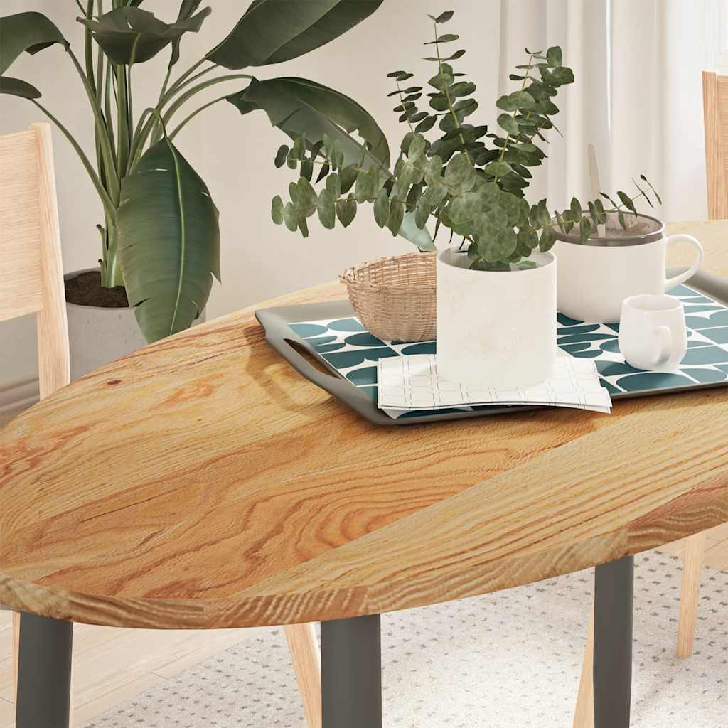 vidaXL Tischplatte Hellbraun 120x60x2 cm Massivholz Eiche Oval