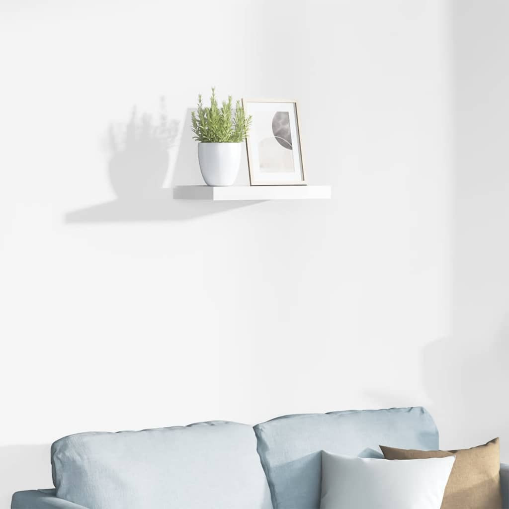 vidaXL Schweberegal Hochglanz-Weiß 40x23,5x3,8 cm MDF