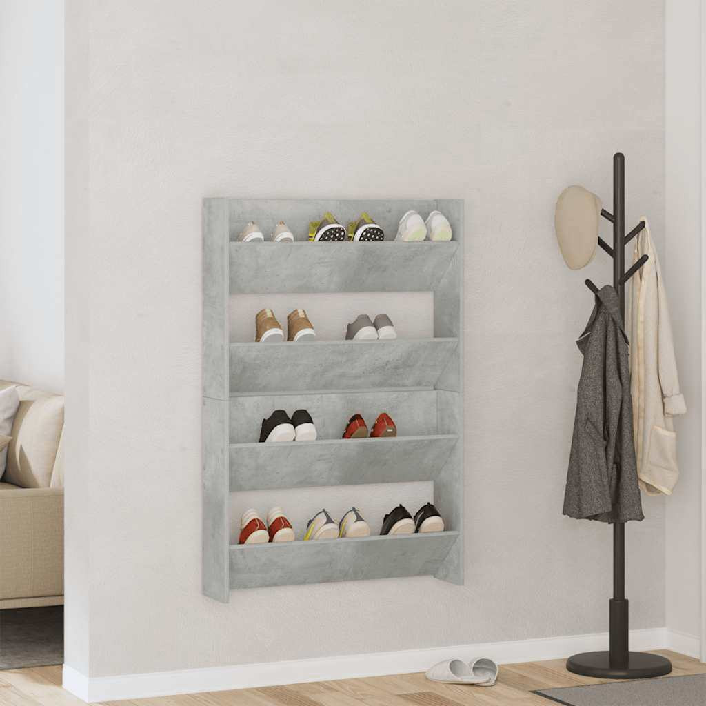 vidaXL Wand-Schuhschränke 2 Stk. Betongrau 80x18x60 cm Holzwerkstoff
