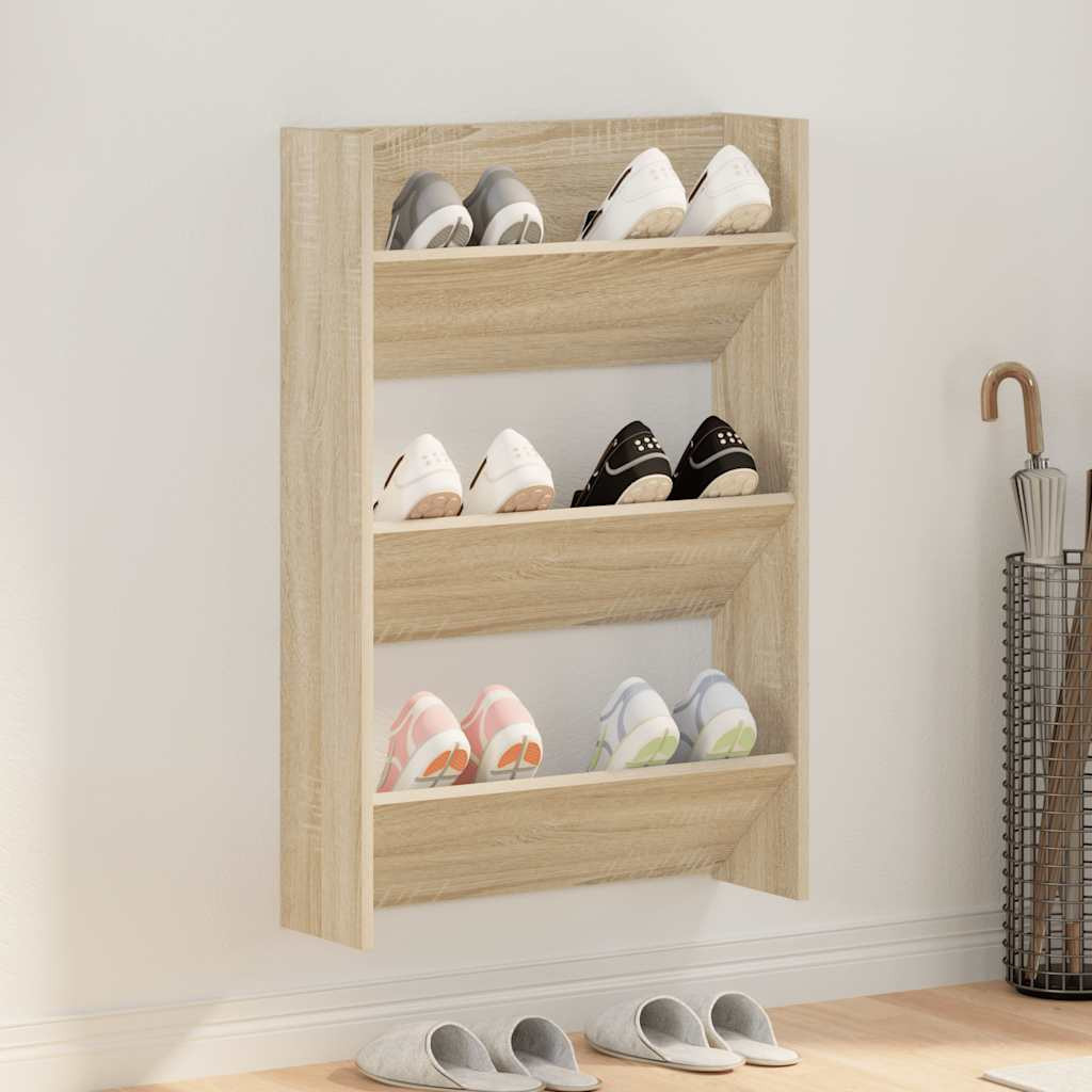 vidaXL Wand-Schuhschrank Sonoma-Eiche 60x18x90 cm Holzwerkstoff