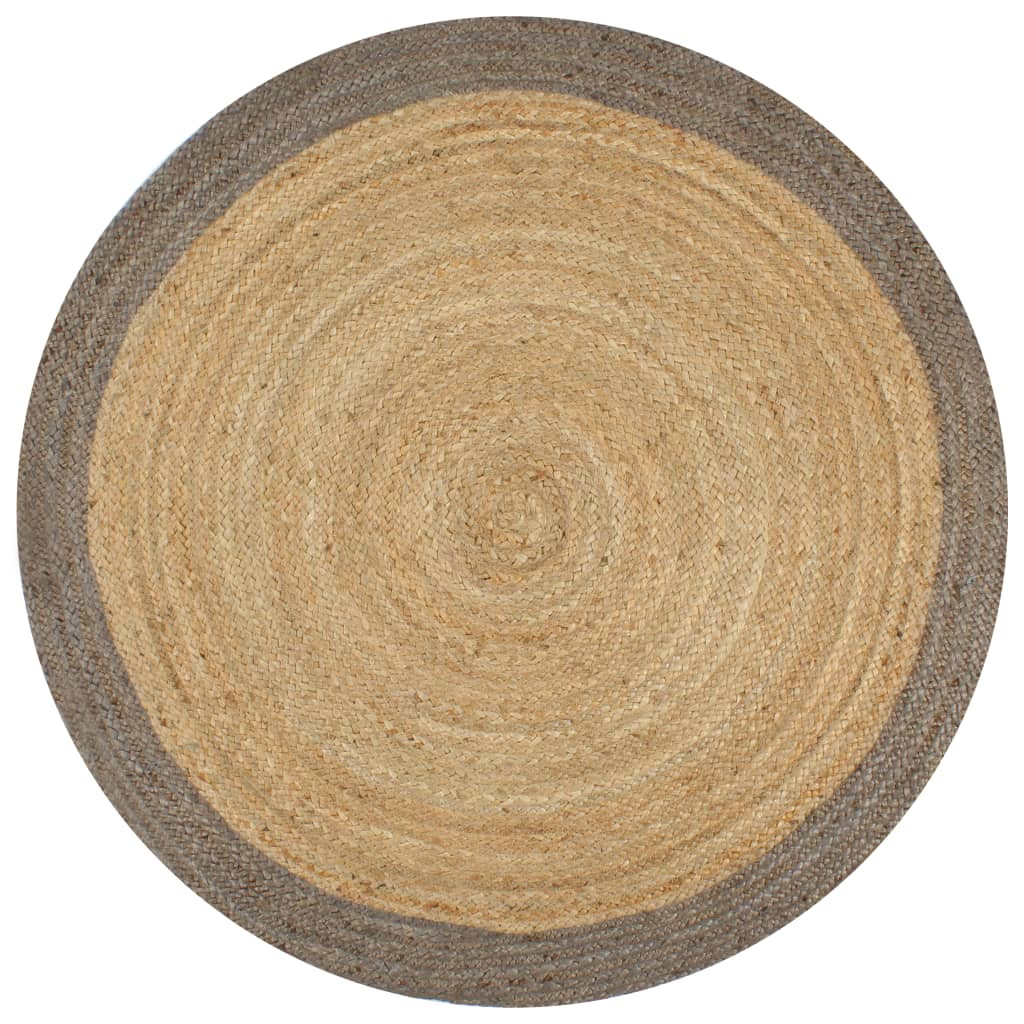 vidaXL Teppich Handgefertigt Jute mit Grauem Rand 120 cm