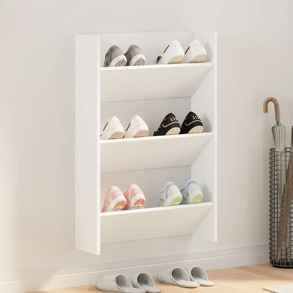 vidaXL Wand-Schuhschrank Weiß 60x18x90 cm Holzwerkstoff