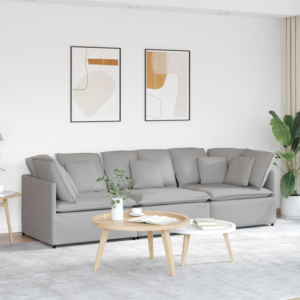 vidaXL Modulares Sofa mit Kissen Stoff Wolkengrau