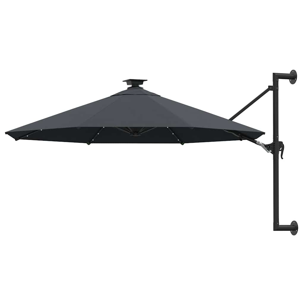 vidaXL Sonnenschirm zur Wandmontage mit LEDs 300 cm Anthrazit