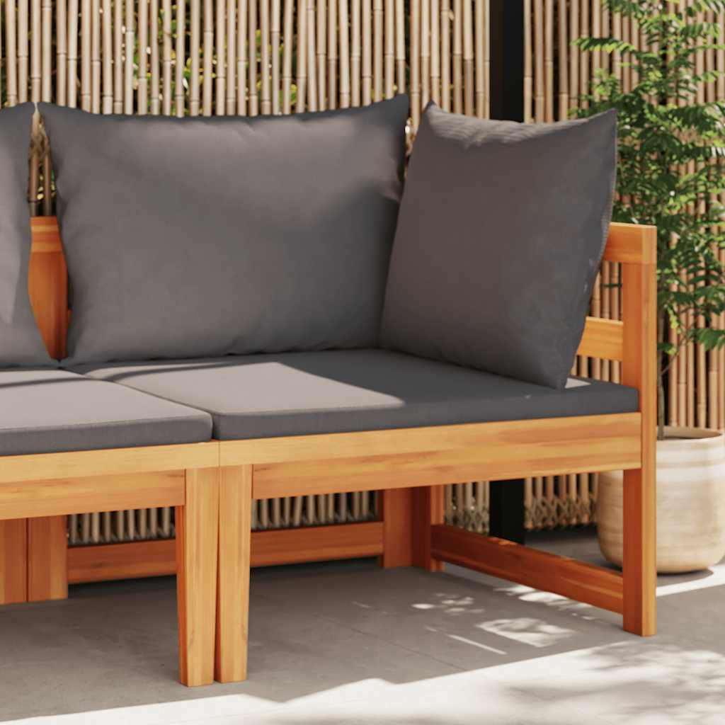 vidaXL Ecksofa mit Dunkelgrauen Kissen Massivholz Akazie