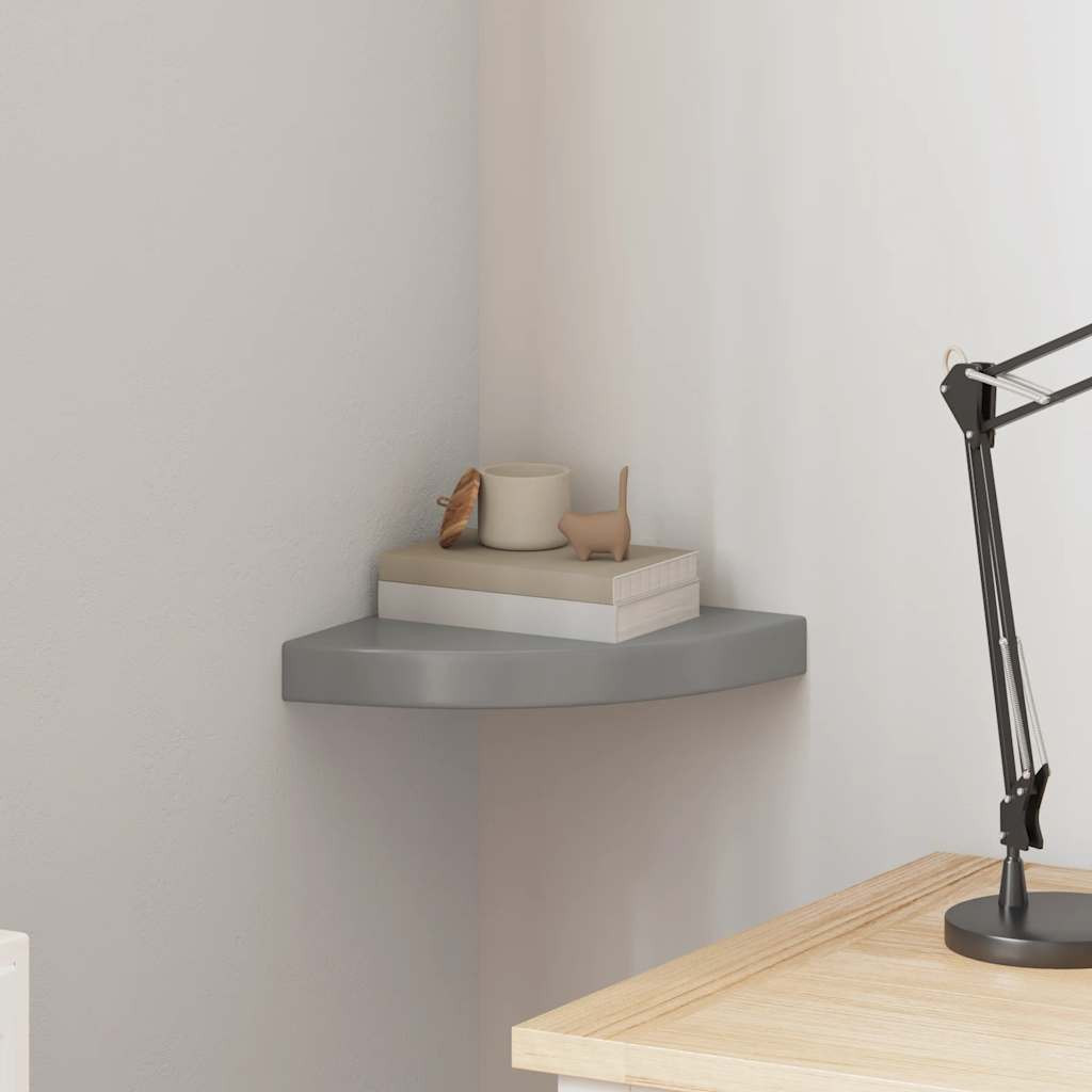 vidaXL Eck-Schweberegal Hochglanz-Grau 25x25x3,8 cm MDF