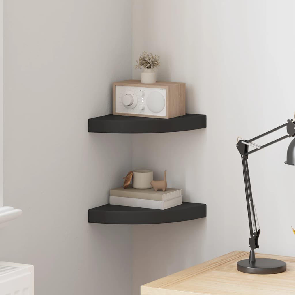 vidaXL Eck-Schweberegale 2 Stk. Schwarz 25x25x3,8 cm MDF