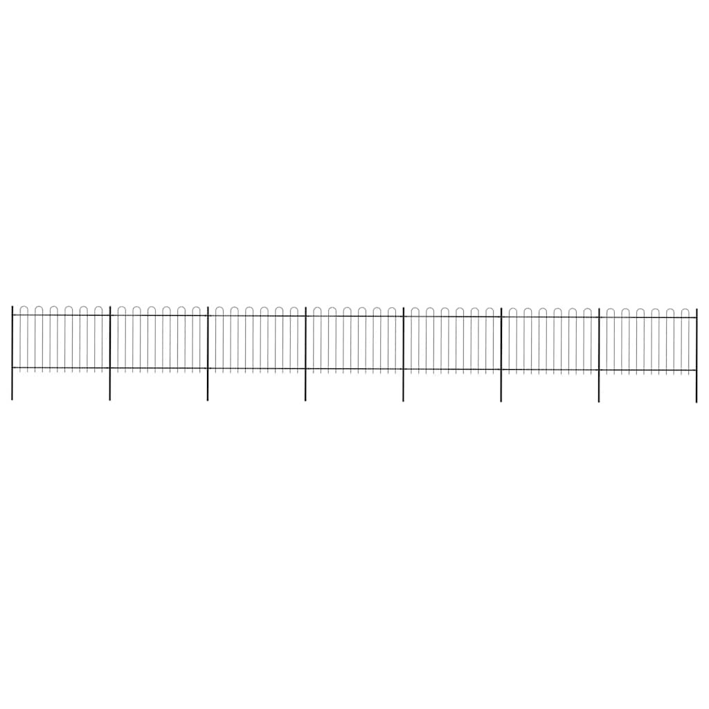 vidaXL Gartenzaun mit Rundbogen Stahl 1172 x 120 cm Schwarz