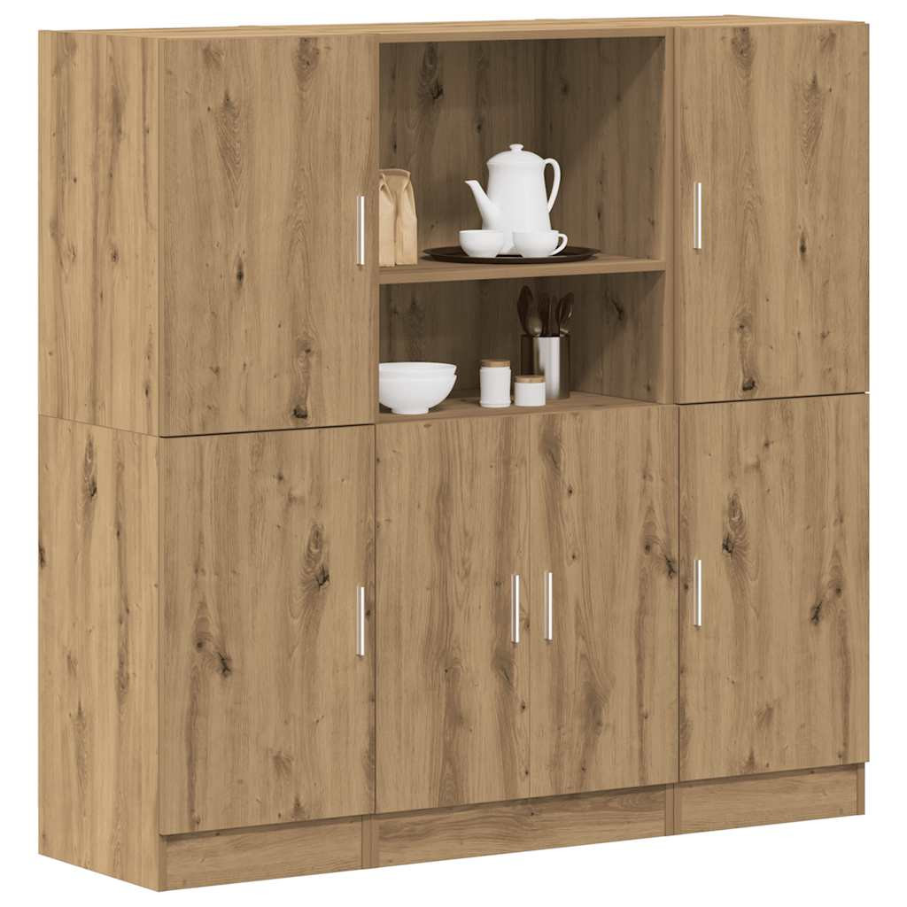 vidaXL 3-tlg. Küchenschrank-Set Artisan-Eiche Holzwerkstoff