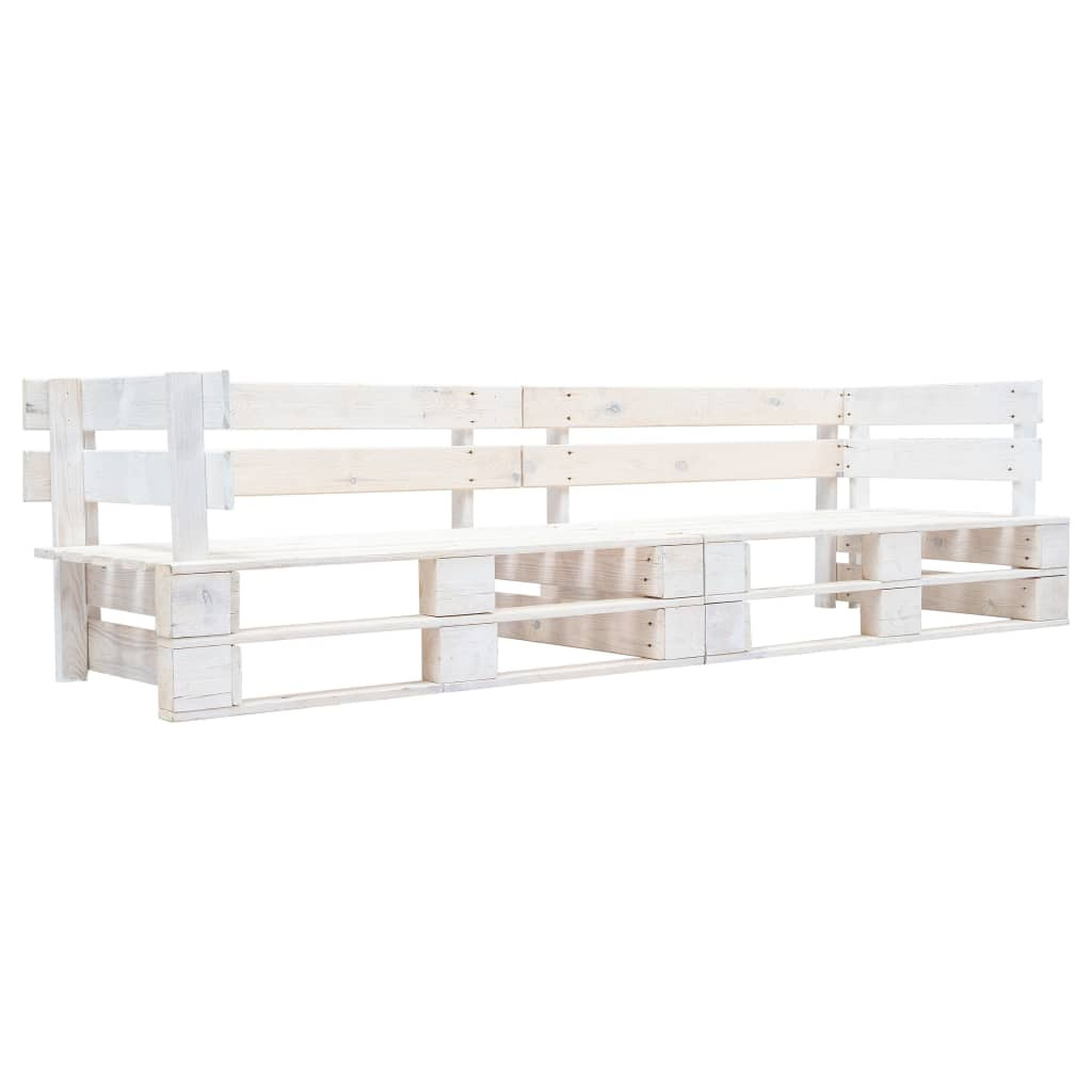 vidaXL Garten-Palettensofa 2-Sitzer Weiß Holz