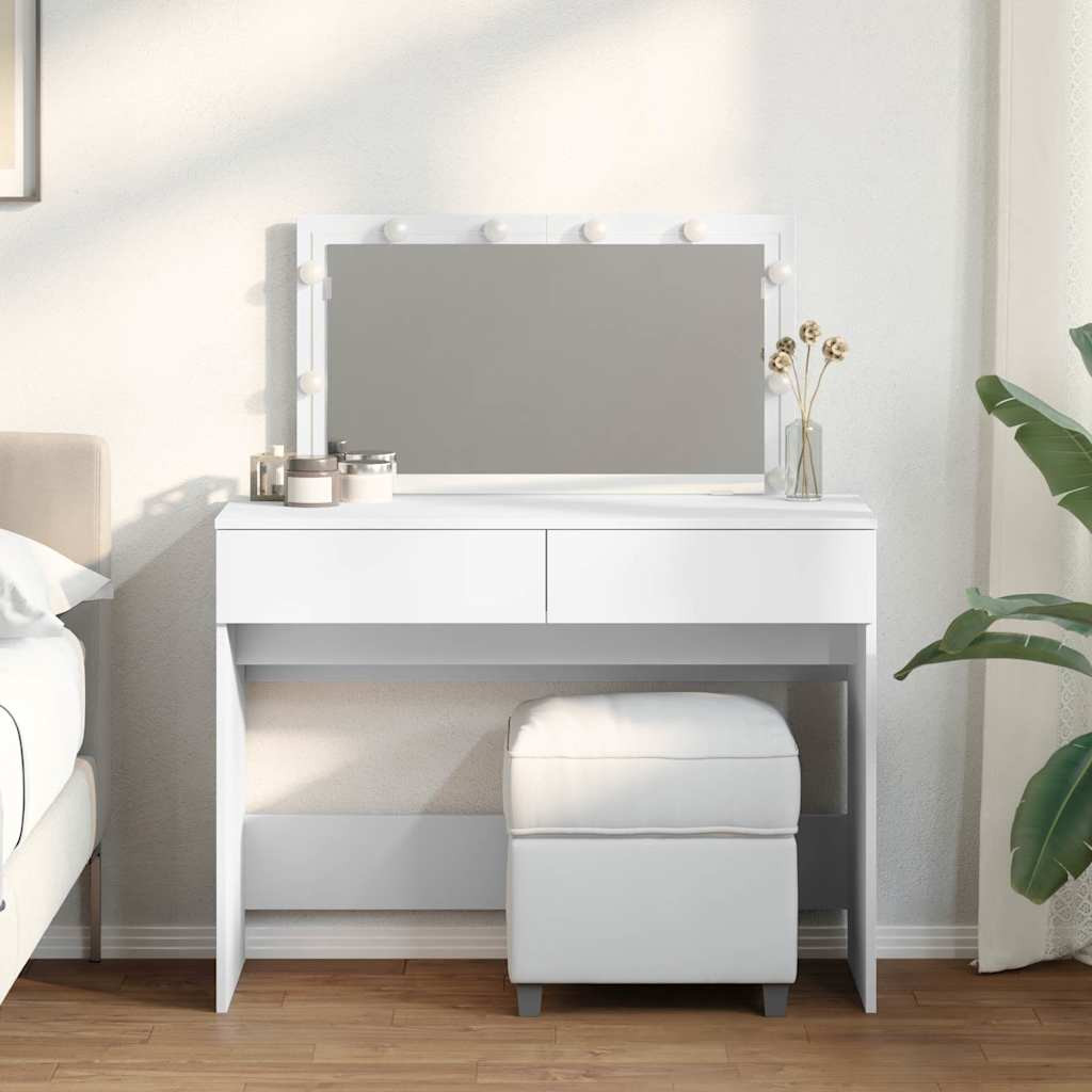 vidaXL Schminktisch mit LED-Beleuchtung Weiß 100x40x120 cm