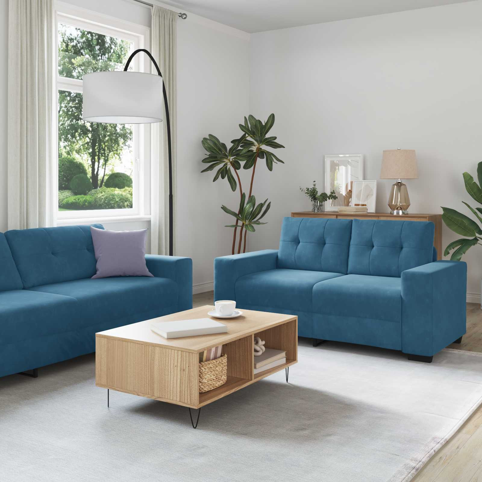 vidaXL Sofa 2 pcs Blau 221 x 80 x 80 cm Stoff