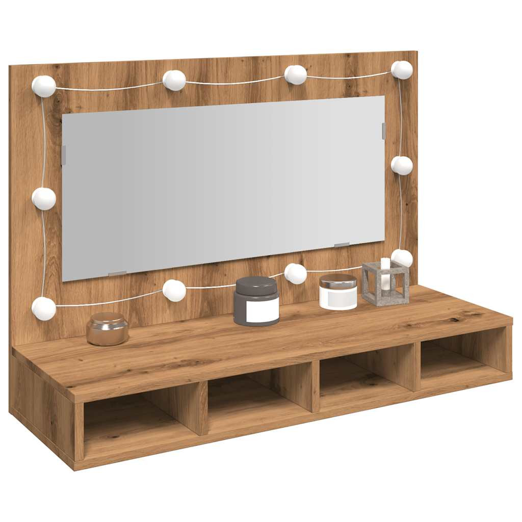 vidaXL Spiegelschrank mit LED Artisan-Eiche 90 x 31,5 x 62 cm