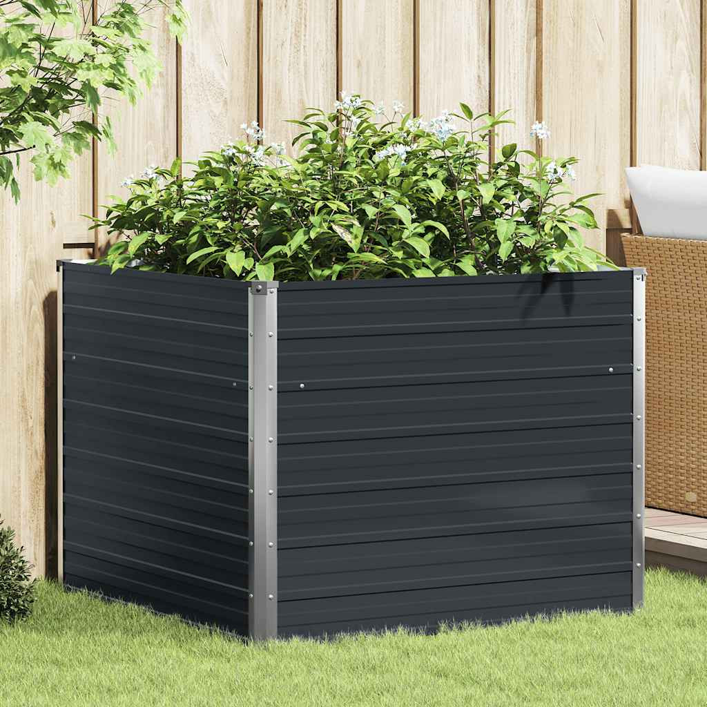 vidaXL Hochbeet Anthrazit 100 x 100 x 77 cm Verzinkter Stahl