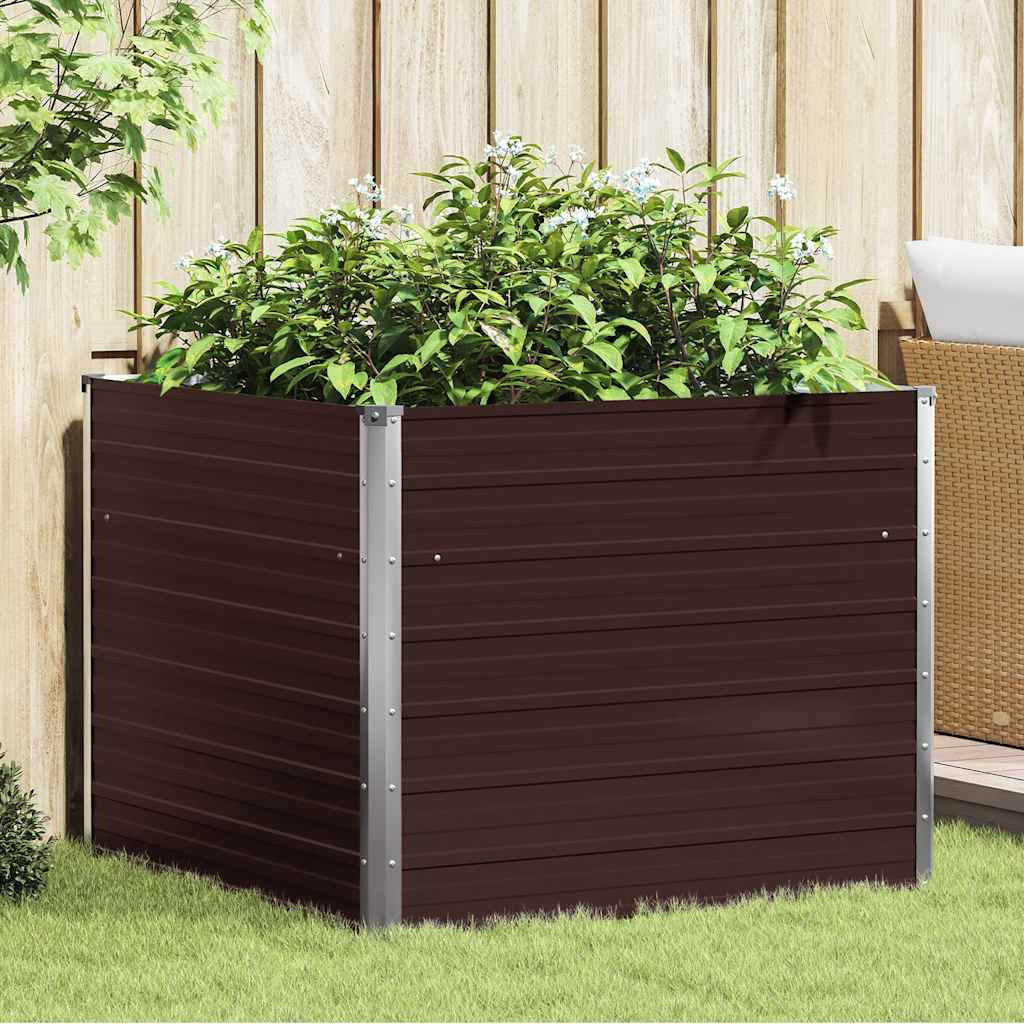 vidaXL Hochbeet Braun 100 x 100 x 77 cm Verzinkter Stahl