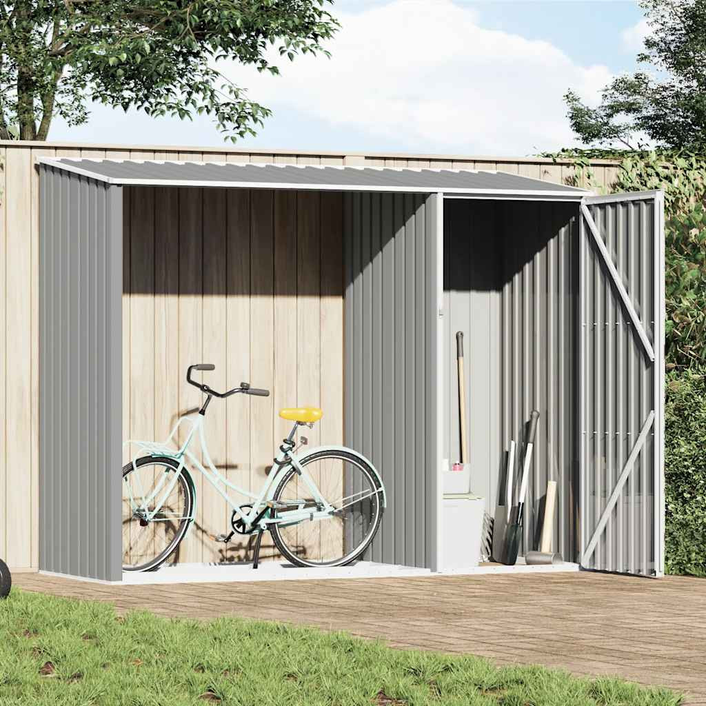 vidaXL Garten Brennholzlager Grau 245x98x159 cm Verzinkter Stahl