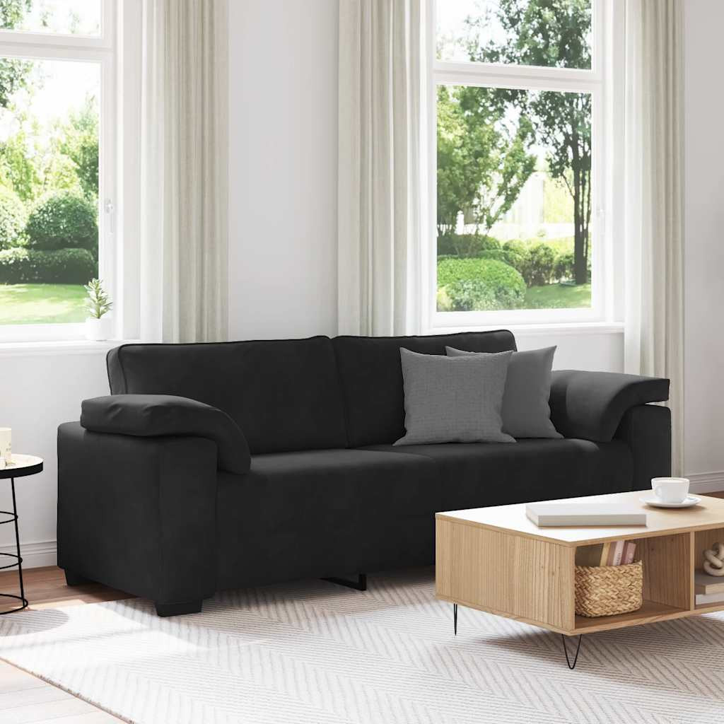 vidaXL 3-Sitzer-Sofa Schwarz 220x77x82 cm Samt