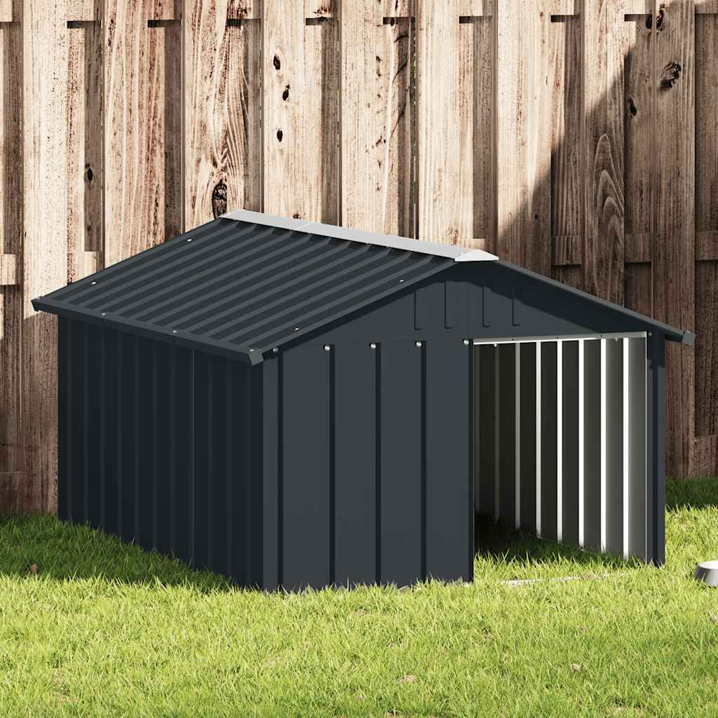 vidaXL Hundehütte Anthrazit 116,5x153x81,5 cm Verzinkter Stahl