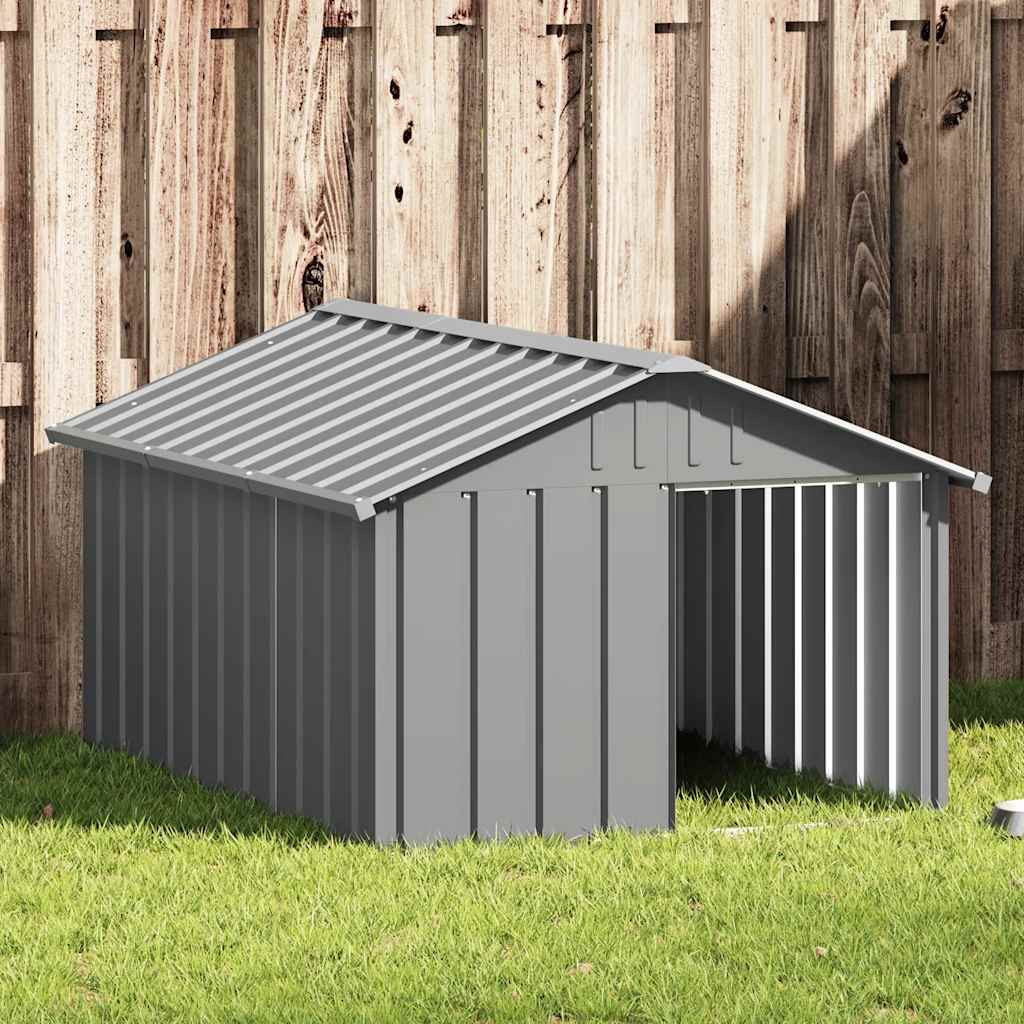 vidaXL Hundehütte Grau 116,5x153x81,5 cm Verzinkter Stahl