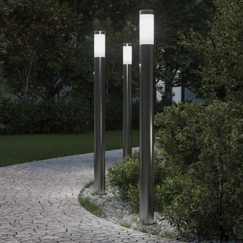 vidaXL Pollerleuchten mit Sensor 3er 110 cm Edelstahl IP44