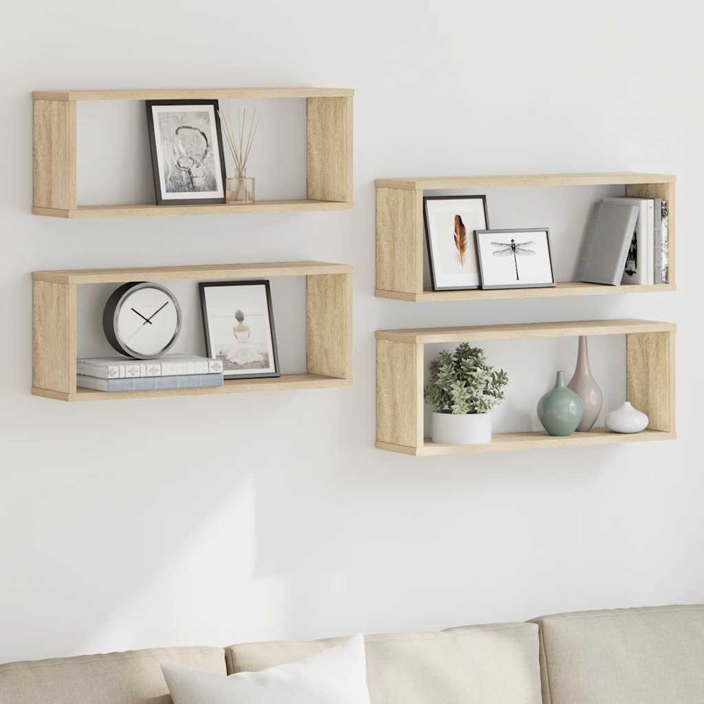 vidaXL Würfelregale 4 Stk. Sonoma-Eiche 60x15x23 cm Holzwerkstoff