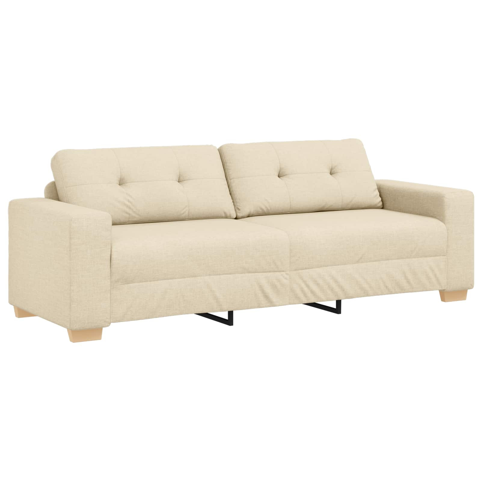 vidaXL 3-Sitzer-Sofa Creme 220 cm Stoff