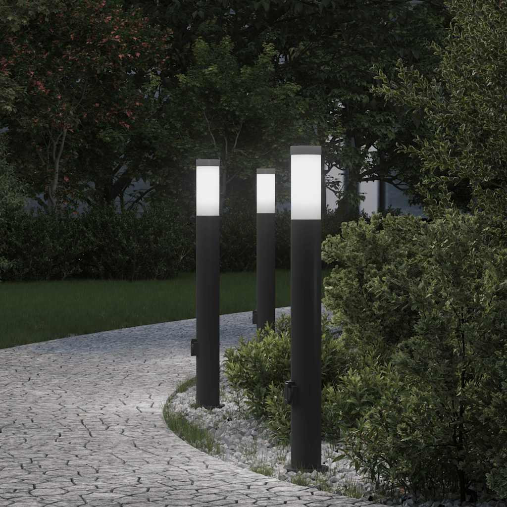 vidaXL Pollerleuchten mit Auslass 3er 80 cm Edelstahl IP44