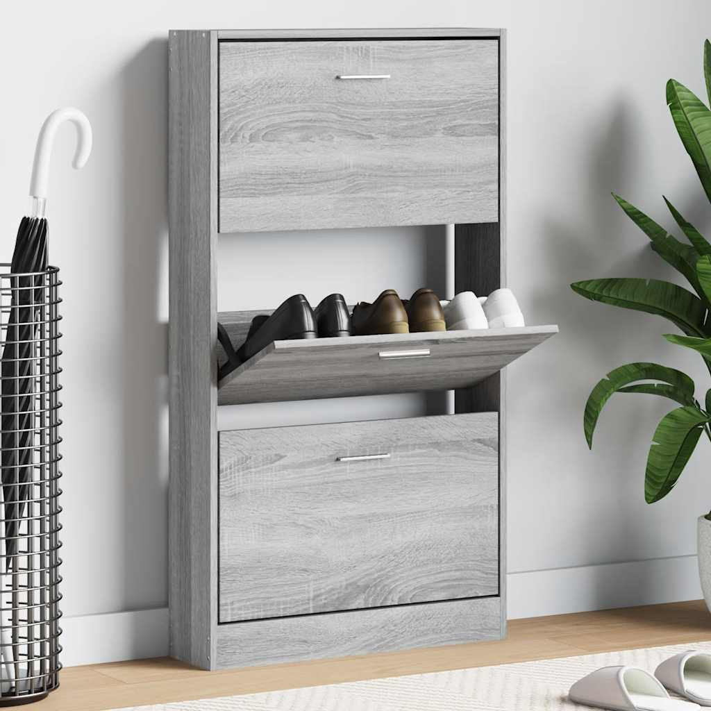 vidaXL Schuhschrank Grau Sonoma 59x17x108 cm Holzwerkstoff