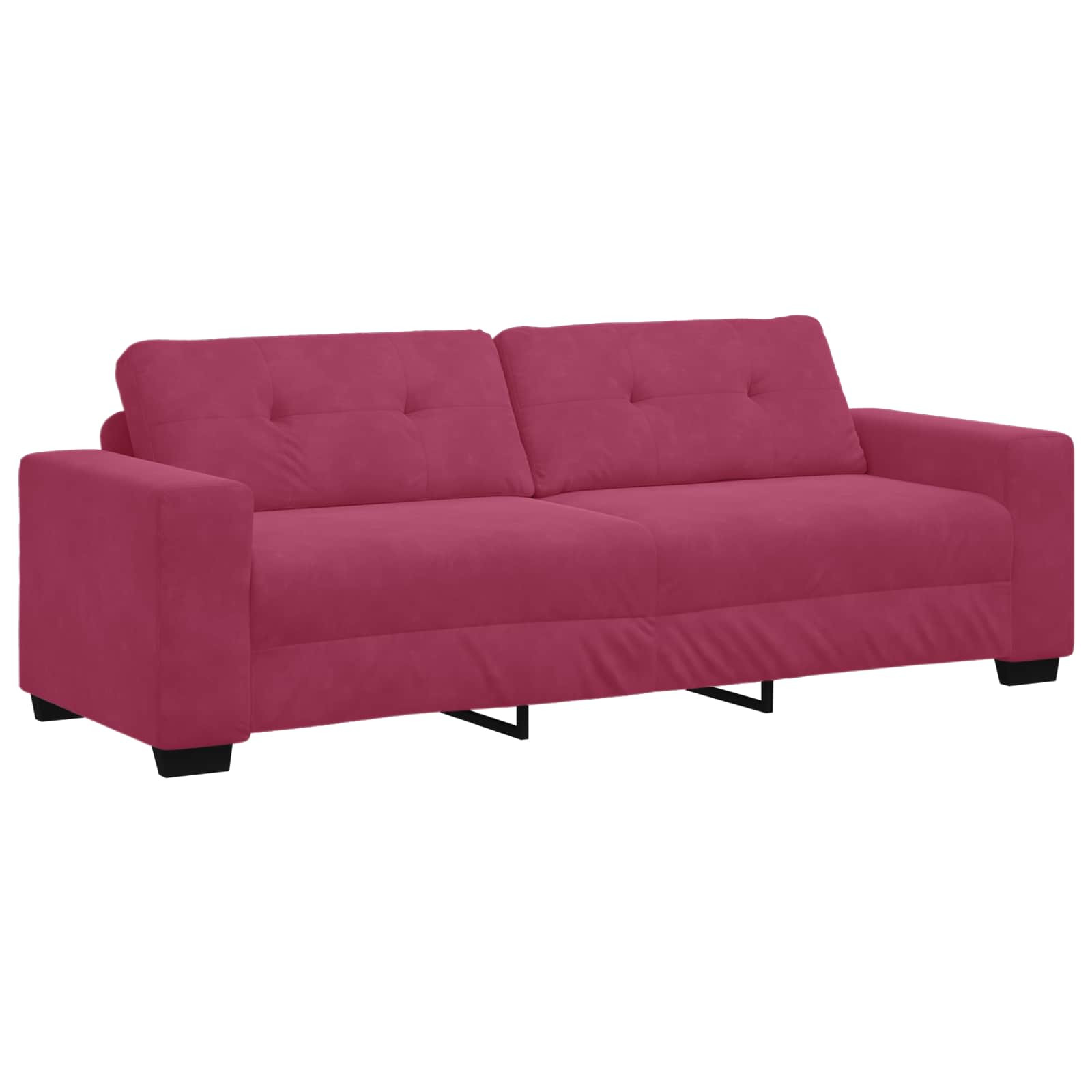 vidaXL 3-Sitzer-Sofa Weinrot 220 cm Samt