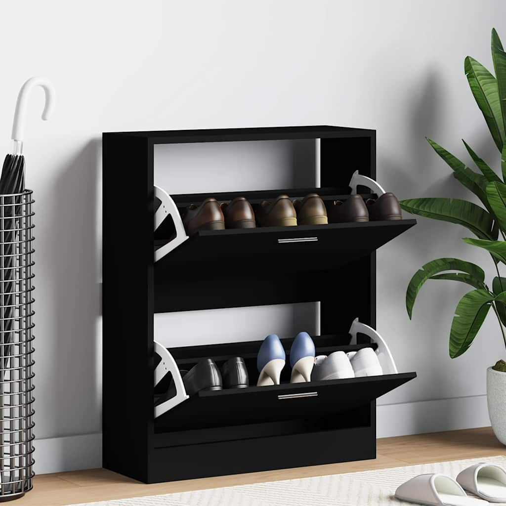 vidaXL Schuhschrank Schwarz 63x24x81 cm Holzwerkstoff
