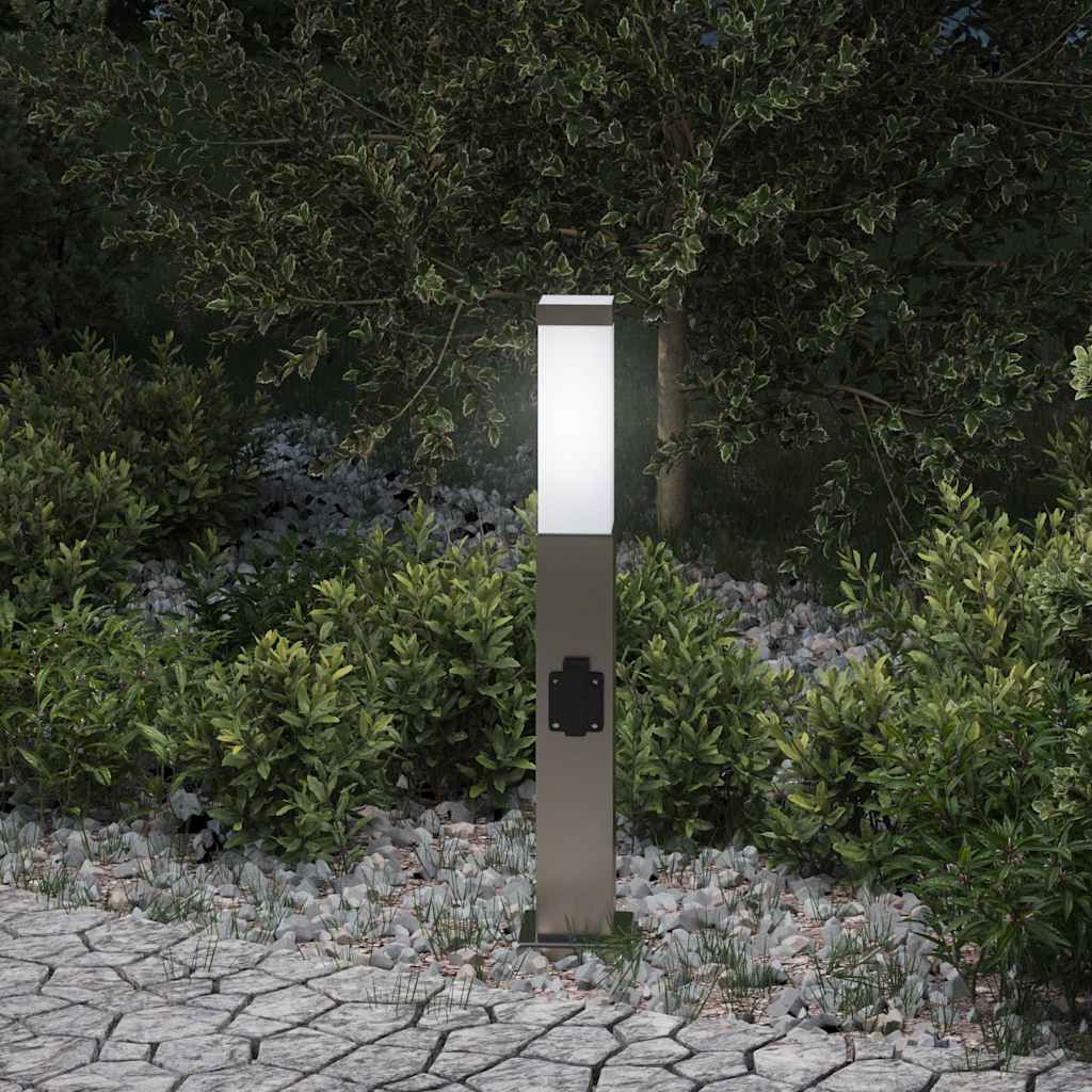 vidaXL Pollerleuchte mit Auslass 50 cm Edelstahl IP44