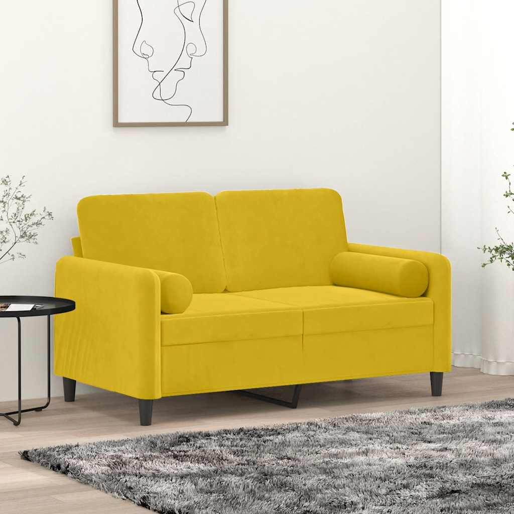 vidaXL 2-Sitzer-Sofa mit Zierkissen Gelb 120 cm Samt