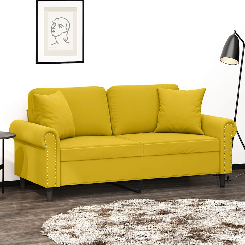 vidaXL 2-Sitzer-Sofa mit Zierkissen Gelb 140 cm Samt