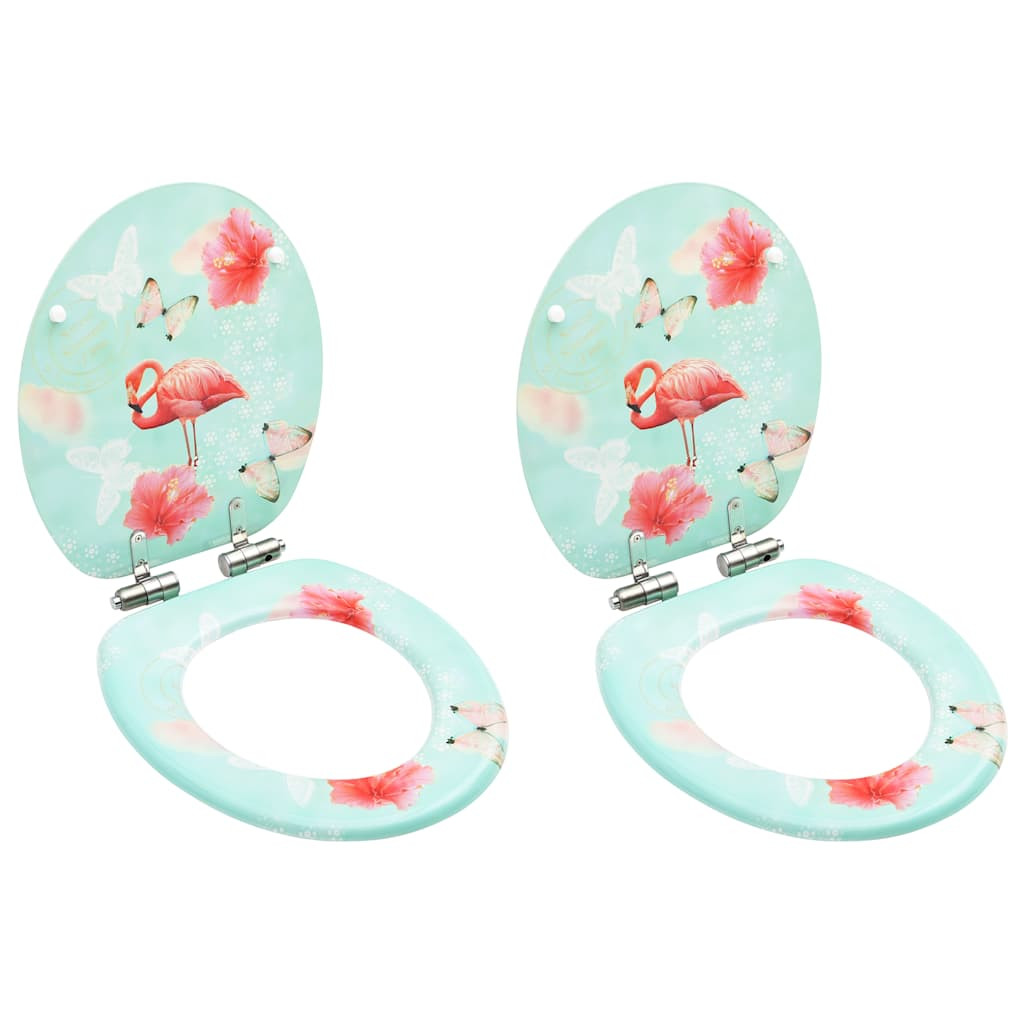 vidaXL Toilettensitze Soft-Close-Deckel 2 Stk. MDF Flamingo-Design