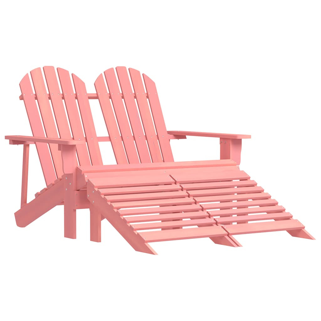 vidaXL Adirondack-Gartenbank 2-Sitzer mit Fußteil Tannenholz Rosa